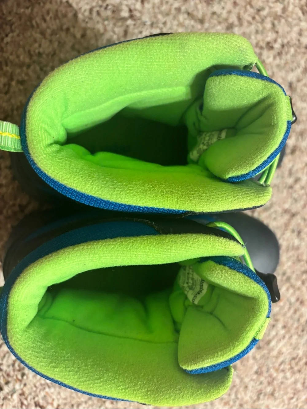 Columbia Kids Blue and Lime Waterproof Snow Boots